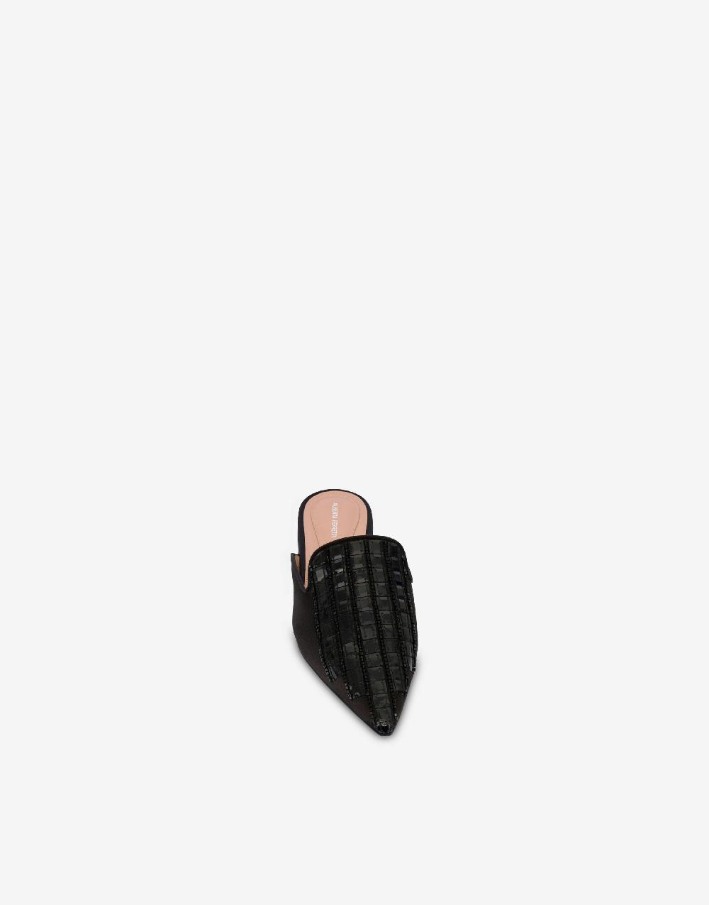 Alberta Ferretti Mia Mule in raso con ricamo effetto gessato Sottocosto