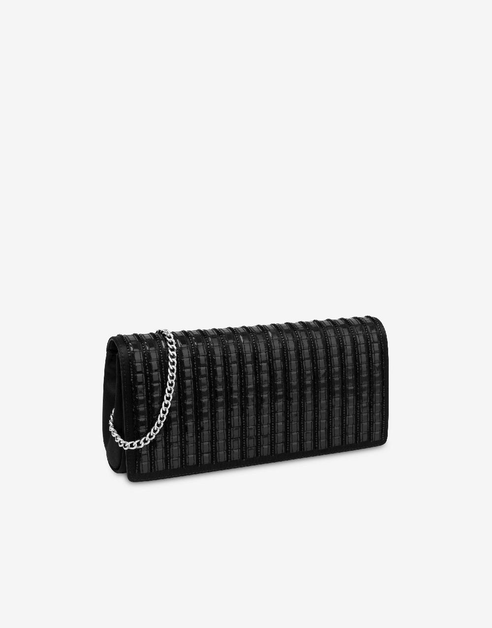 Alberta Ferretti Clutch in raso con ricamo effetto gessato Sconto