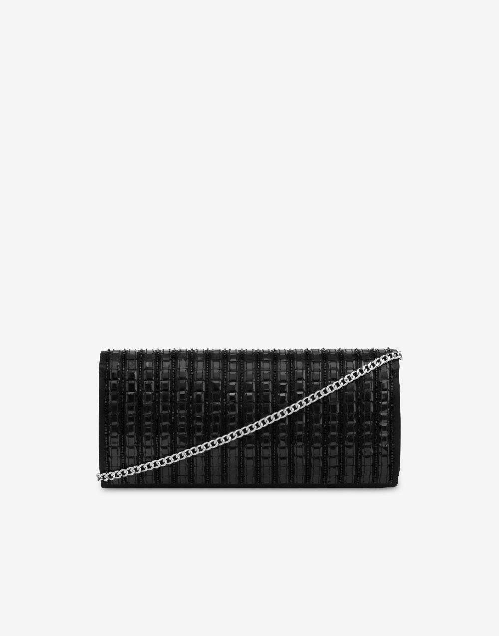 Alberta Ferretti Clutch in raso con ricamo effetto gessato Sconto