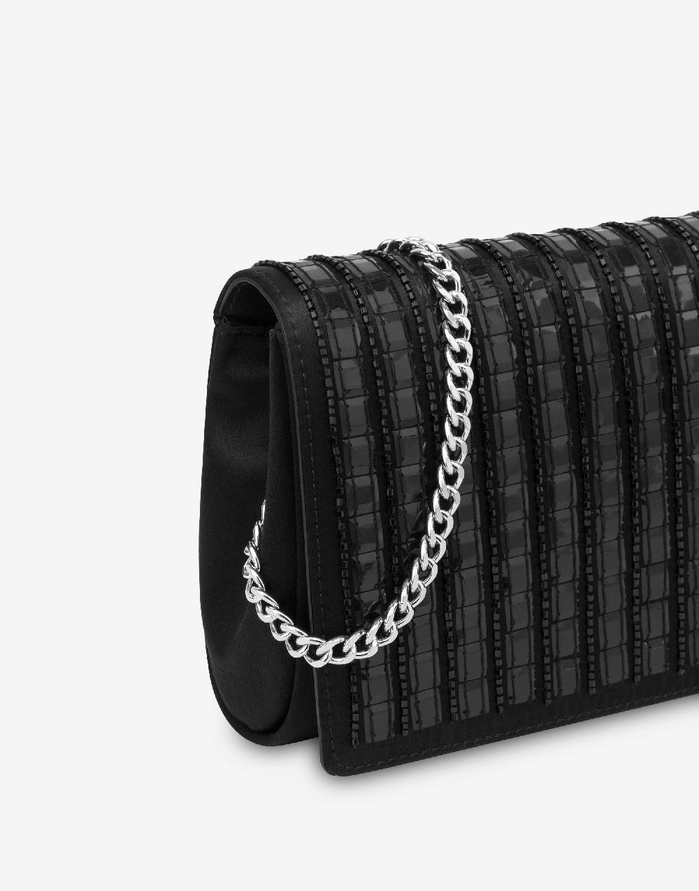 Alberta Ferretti Clutch in raso con ricamo effetto gessato Sconto