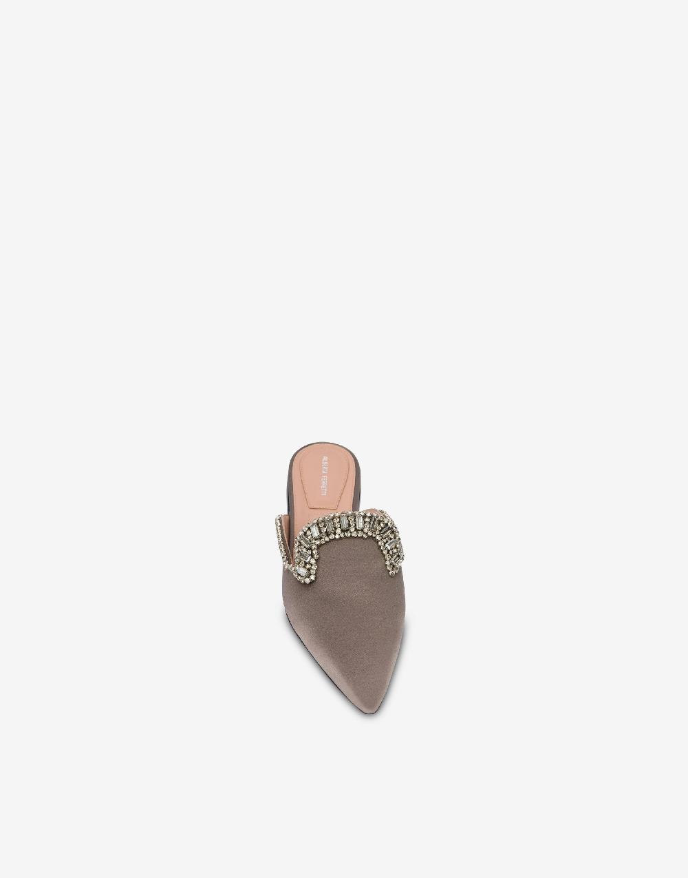 Alberta Ferretti Mia Mule in raso con ricamo effetto gioiello Outlet