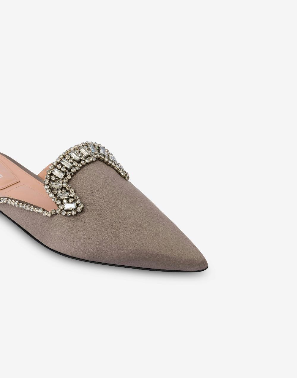 Alberta Ferretti Mia Mule in raso con ricamo effetto gioiello Outlet