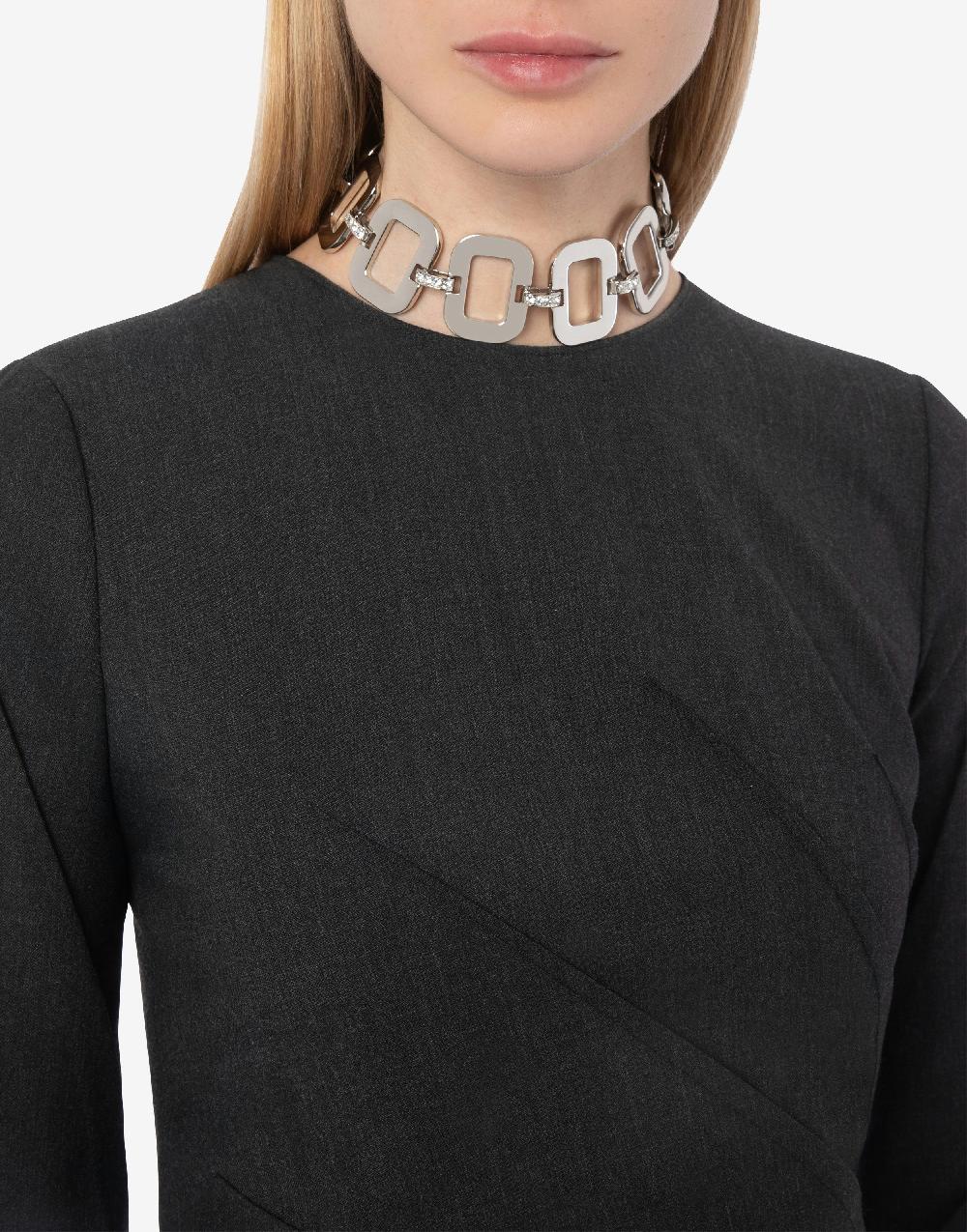 Alberta Ferretti Collana girocollo in metallo con strass Vendita Economica