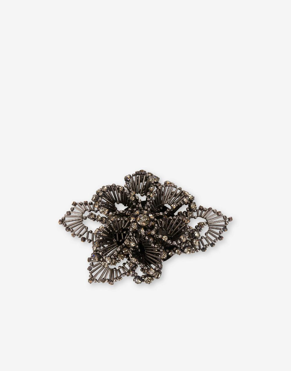 Alberta Ferretti Spilla bijoux a fiore argento con pietre e perline Nuova