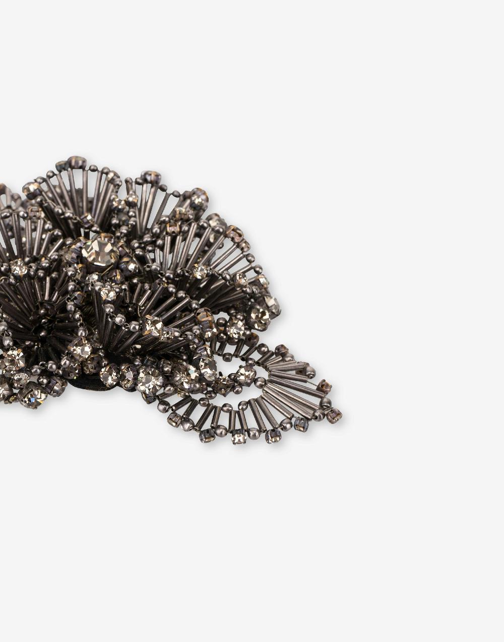 Alberta Ferretti Spilla bijoux a fiore argento con pietre e perline Nuova