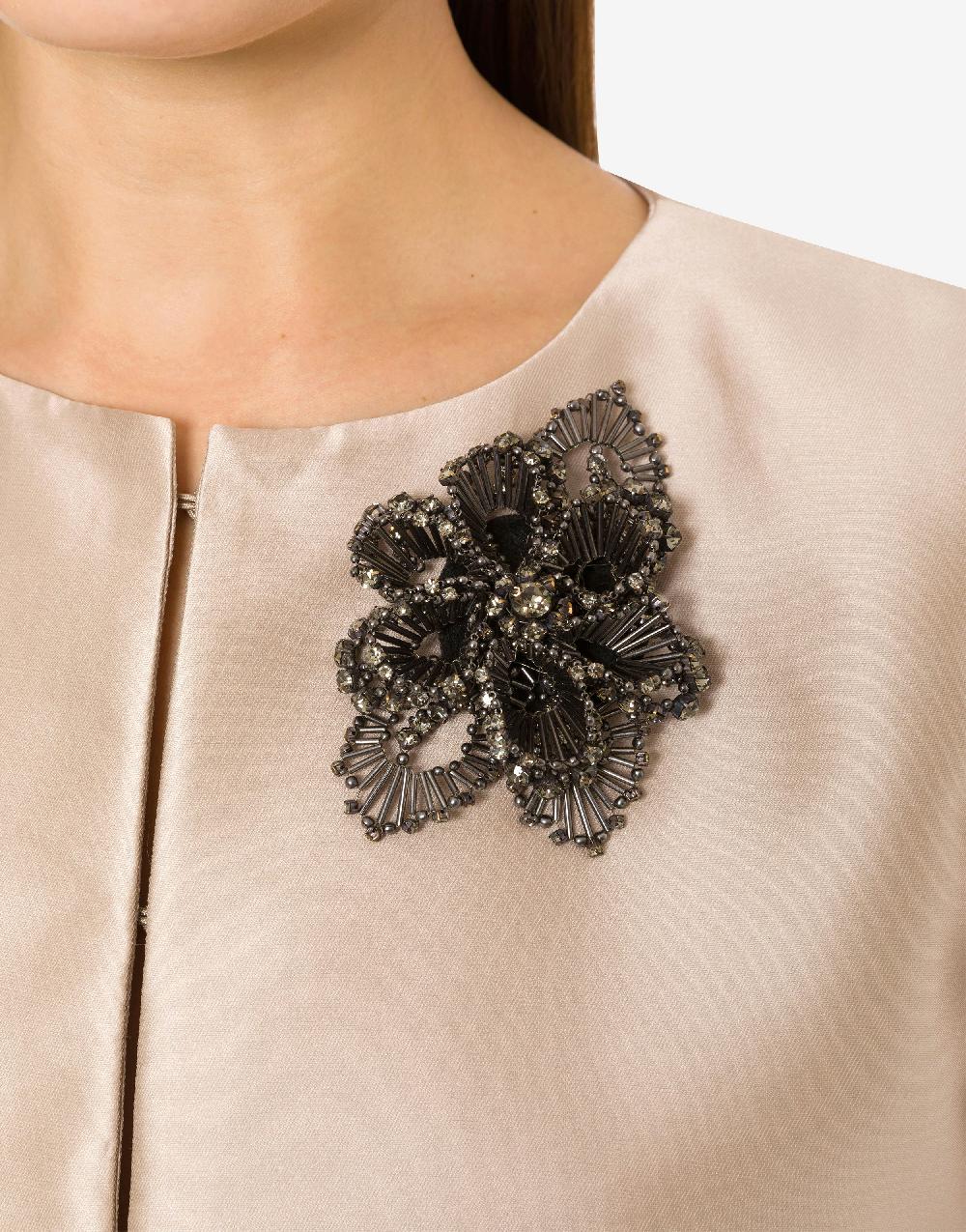Alberta Ferretti Spilla bijoux a fiore argento con pietre e perline Nuova