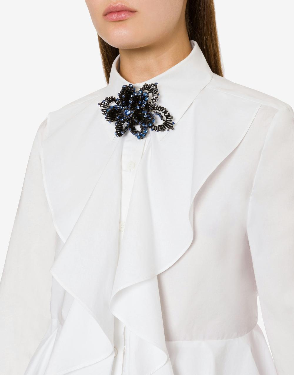 Alberta Ferretti Spilla bijoux a fiore blu con pietre e perline Moda