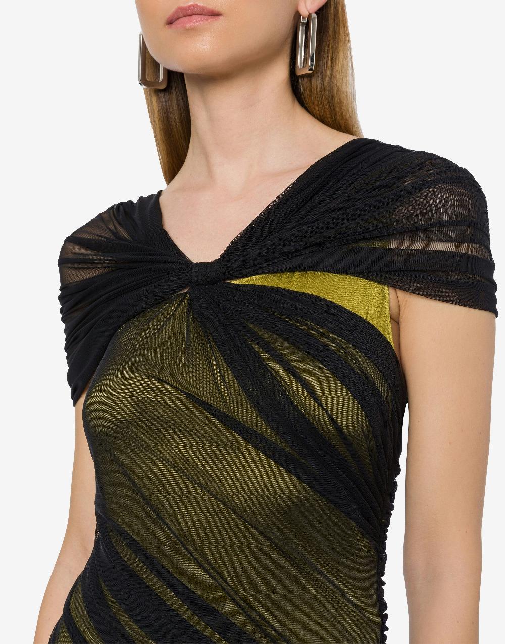 Alberta Ferretti Abito lungo in tulle stretch e raso Promozione