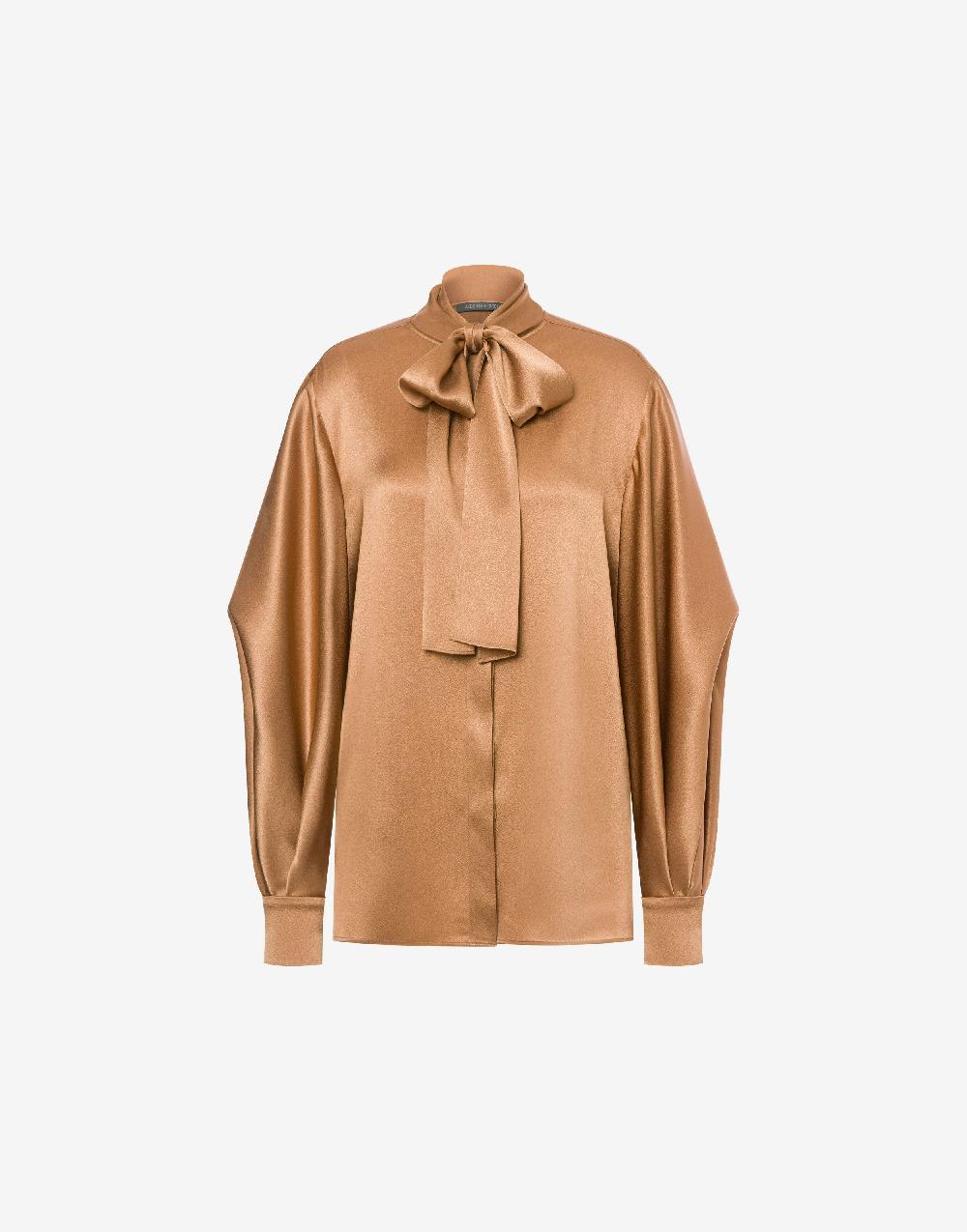 Alberta Ferretti Camicia in raso con collo lavallière Promozione