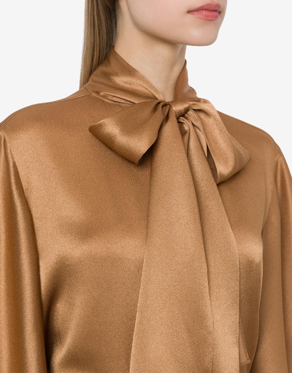 Alberta Ferretti Camicia in raso con collo lavallière Promozione