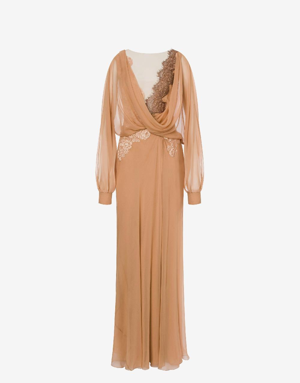 Alberta Ferretti Abito in chiffon organico con pizzo Pezzi Unici
