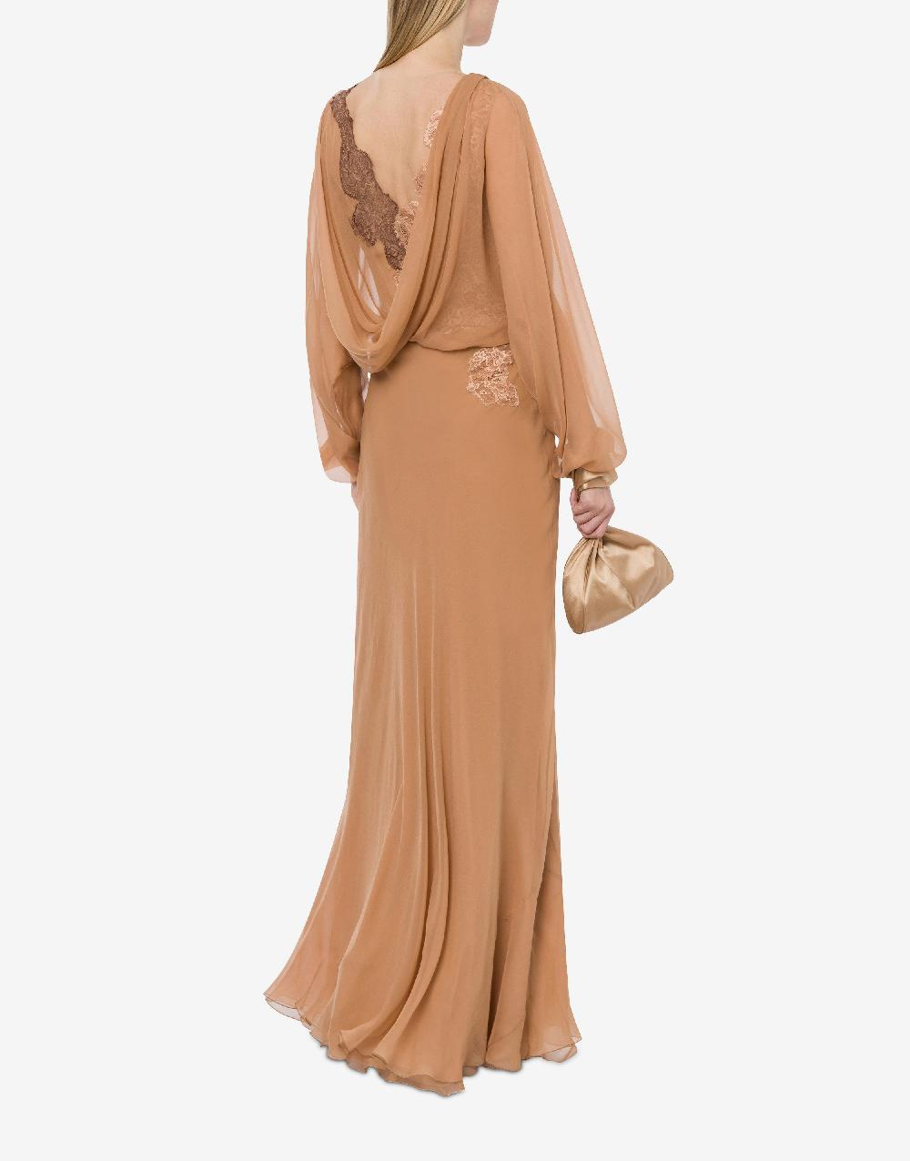 Alberta Ferretti Abito in chiffon organico con pizzo Pezzi Unici