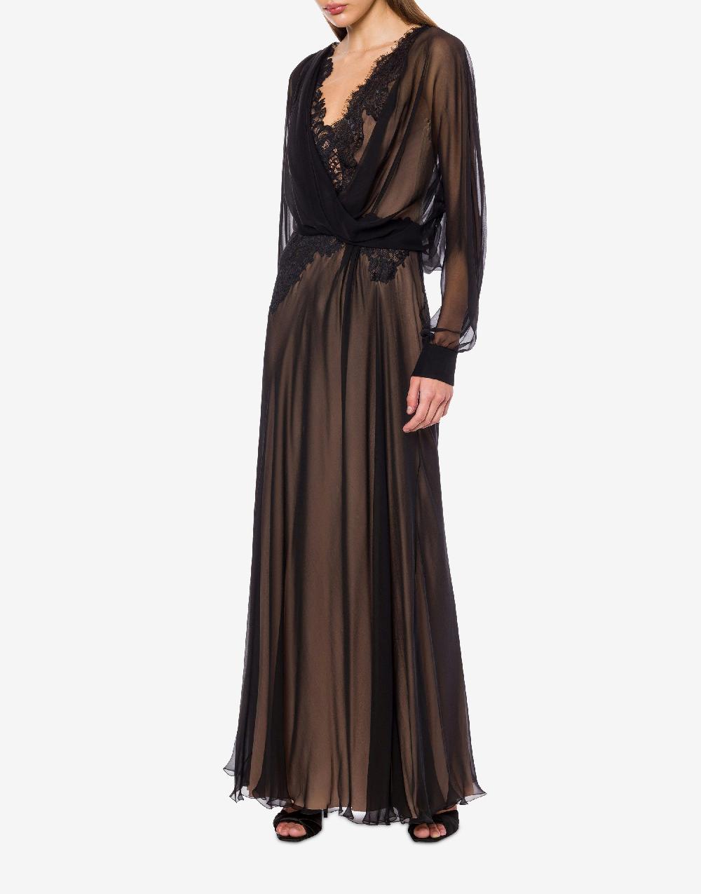 Alberta Ferretti Abito in chiffon organico con pizzo Soddisfazione Garantita
