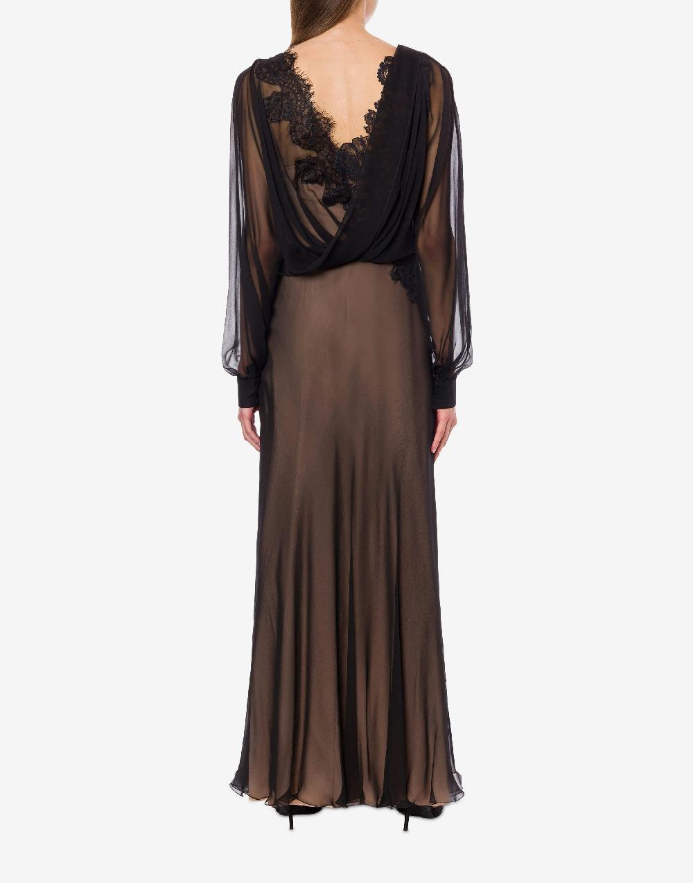 Alberta Ferretti Abito in chiffon organico con pizzo Soddisfazione Garantita