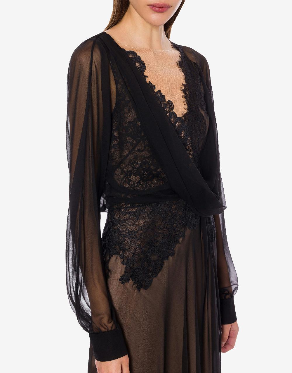 Alberta Ferretti Abito in chiffon organico con pizzo Soddisfazione Garantita