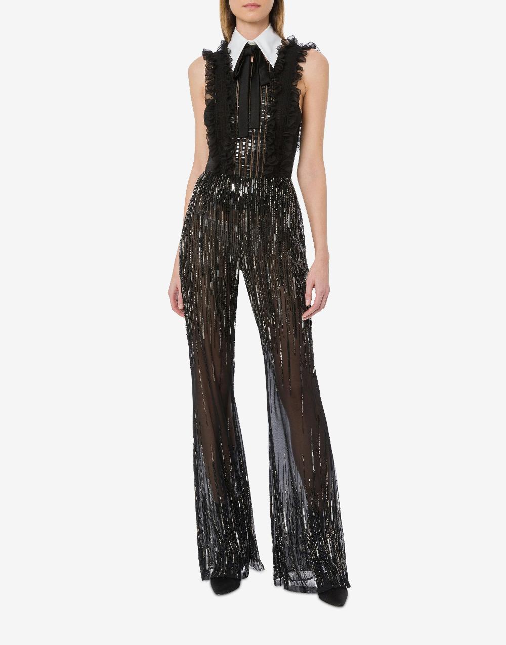 Alberta Ferretti Pantalone con flare perline e paillettes degradé Shopping Online