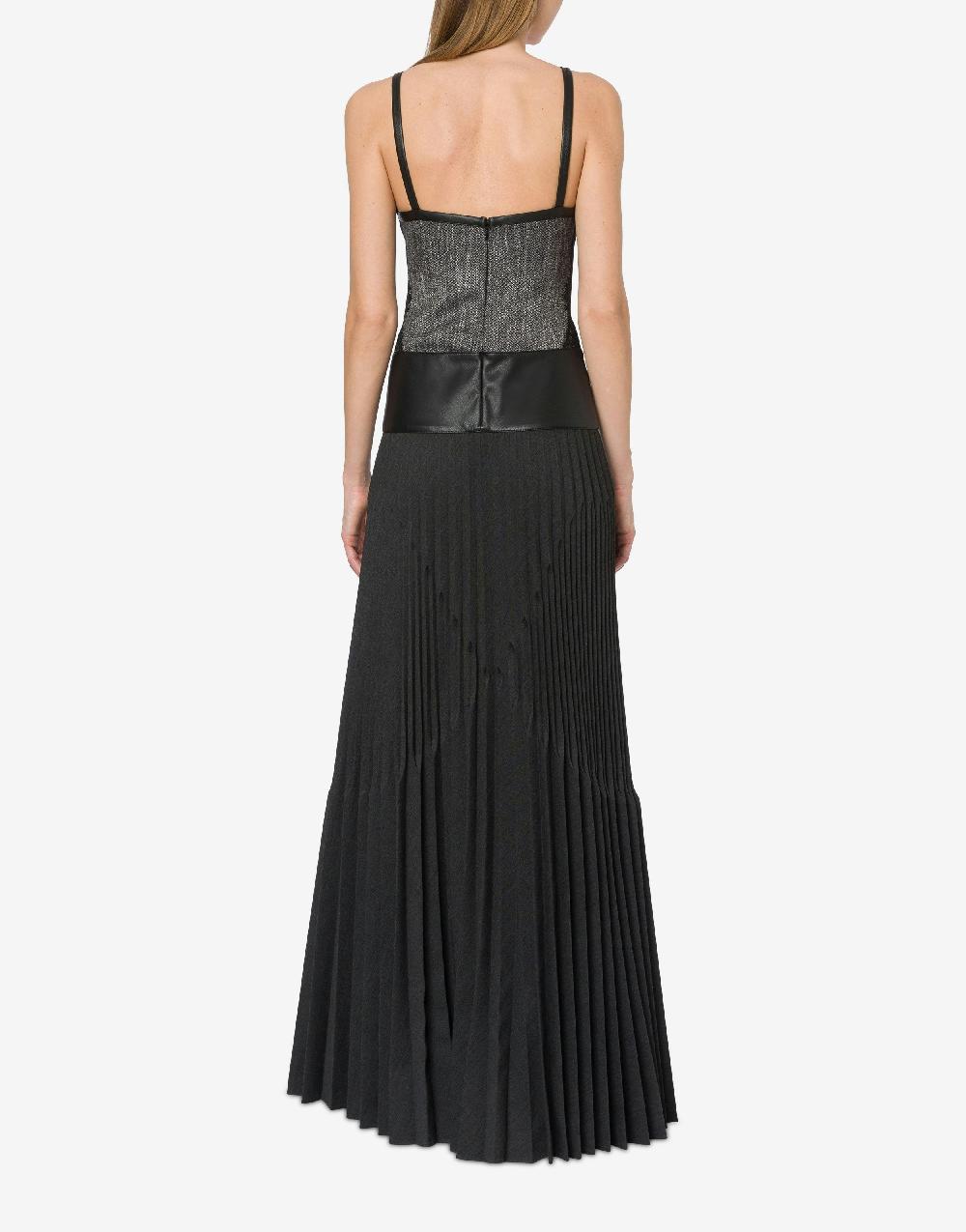 Alberta Ferretti Abito lungo con pizzo e plissé Sottocosto