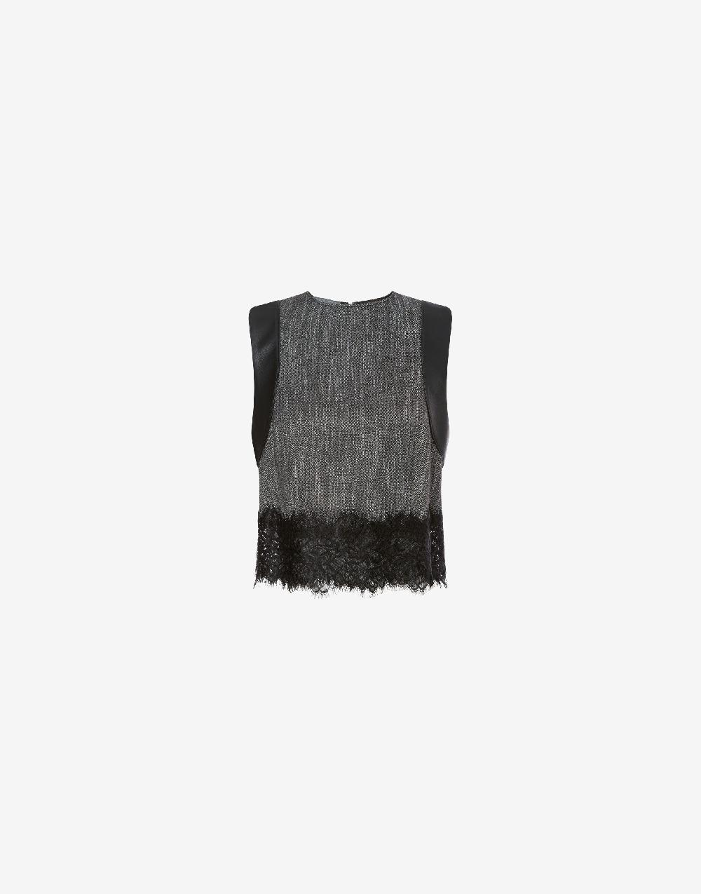Alberta Ferretti Crop top in chevron con pizzo Novità