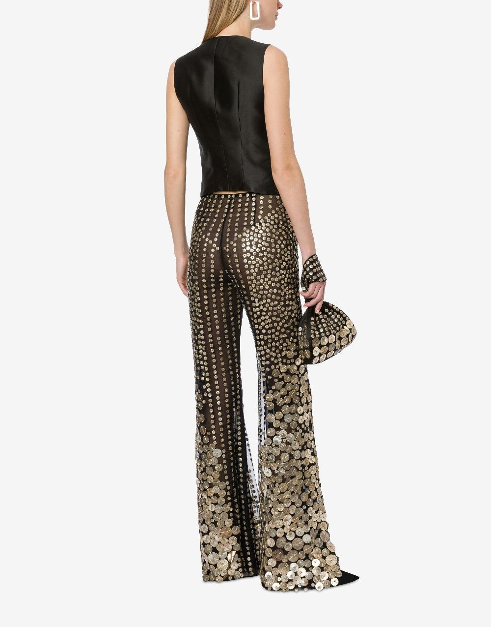 Alberta Ferretti Pantalone flare con ricamo medaglie Outlet