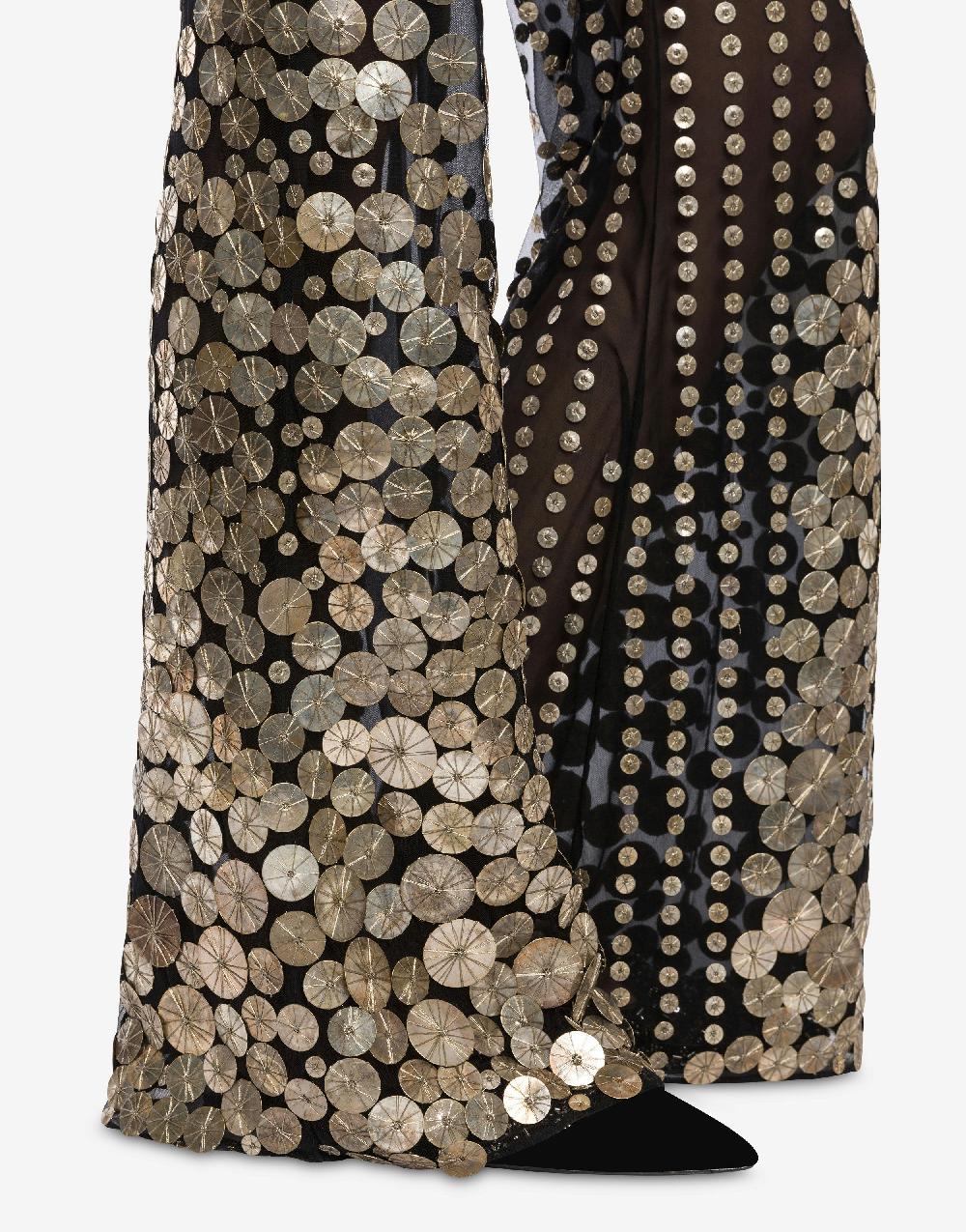 Alberta Ferretti Pantalone flare con ricamo medaglie Outlet