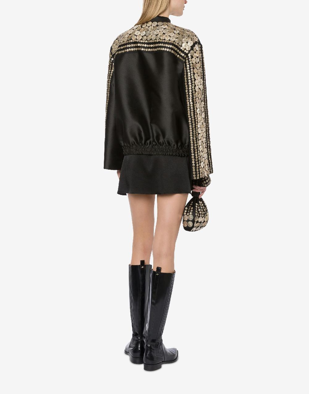 Alberta Ferretti Bomber in mikado con ricamo medaglie Saldi