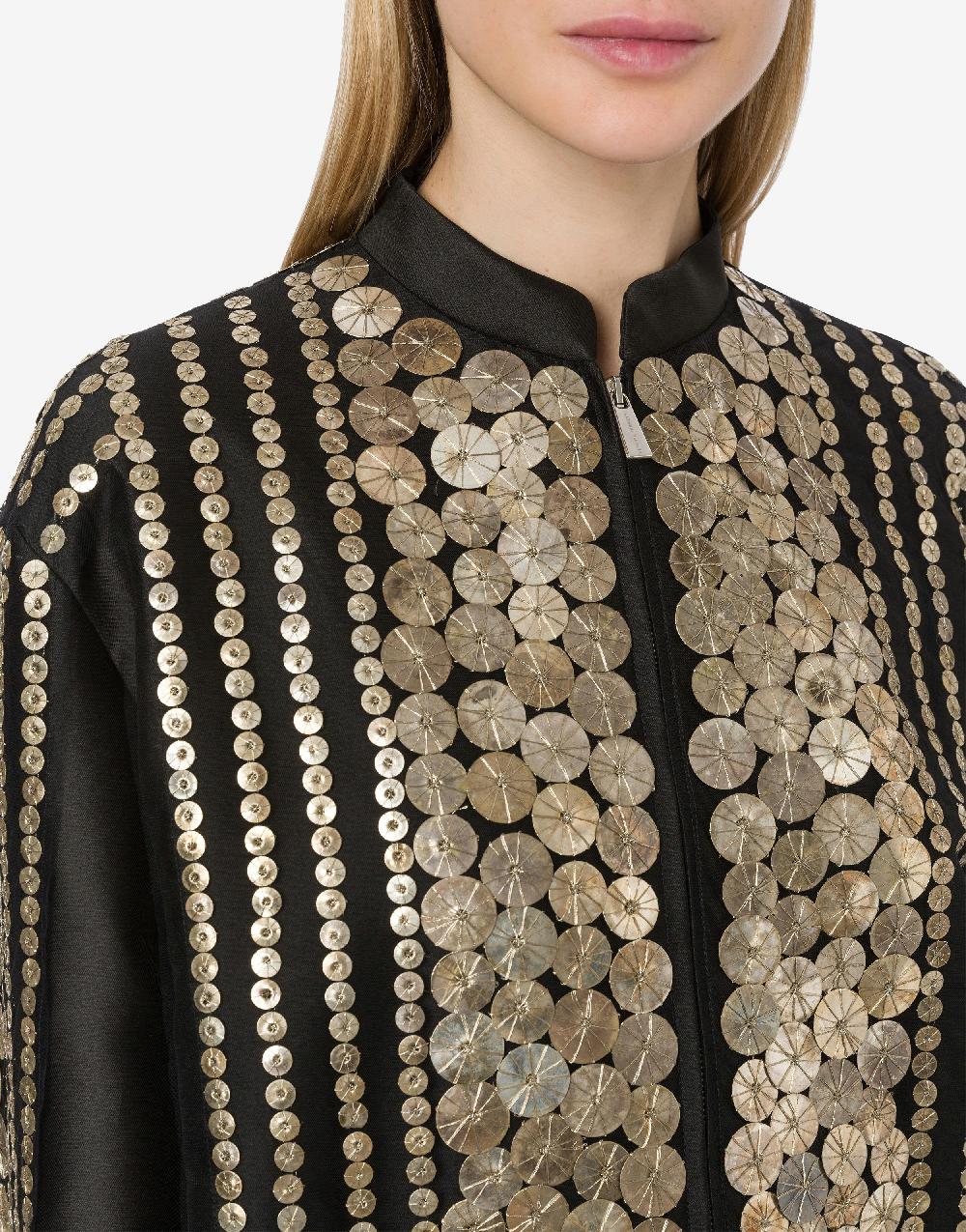 Alberta Ferretti Bomber in mikado con ricamo medaglie Saldi