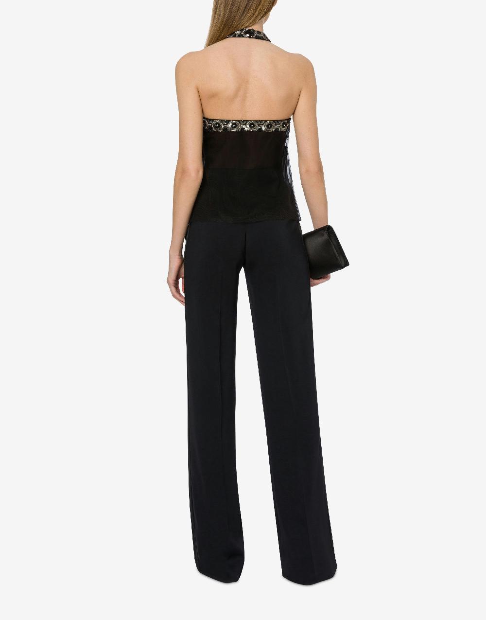 Alberta Ferretti Top in tulle con ricamo geometrico Vendita Calda