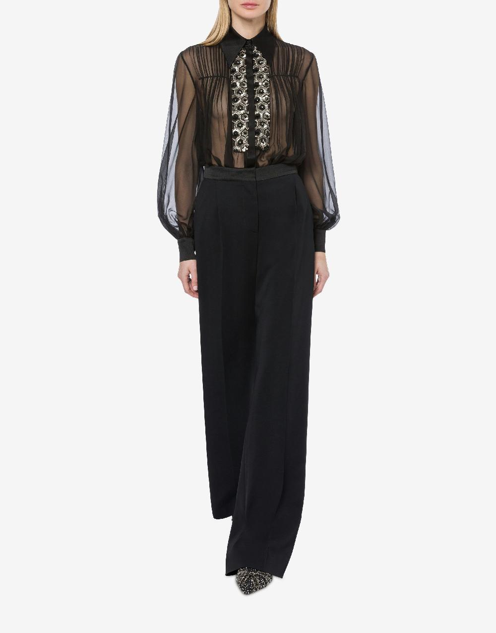 Alberta Ferretti Camicia in chiffon organico con paillettes e perline Negozio