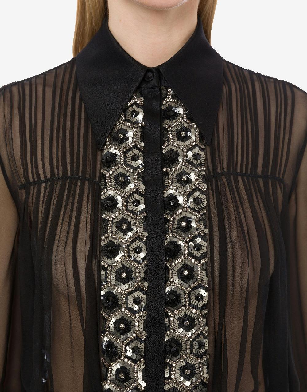 Alberta Ferretti Camicia in chiffon organico con paillettes e perline Negozio