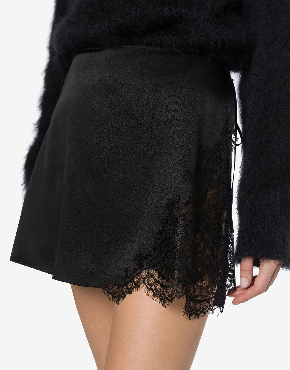 Alberta Ferretti Minigonna in raso con pizzo Italy