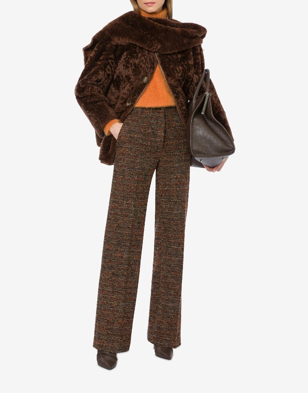 Alberta Ferretti Montone reversibile in shearling lucido con sciarpa In Linea