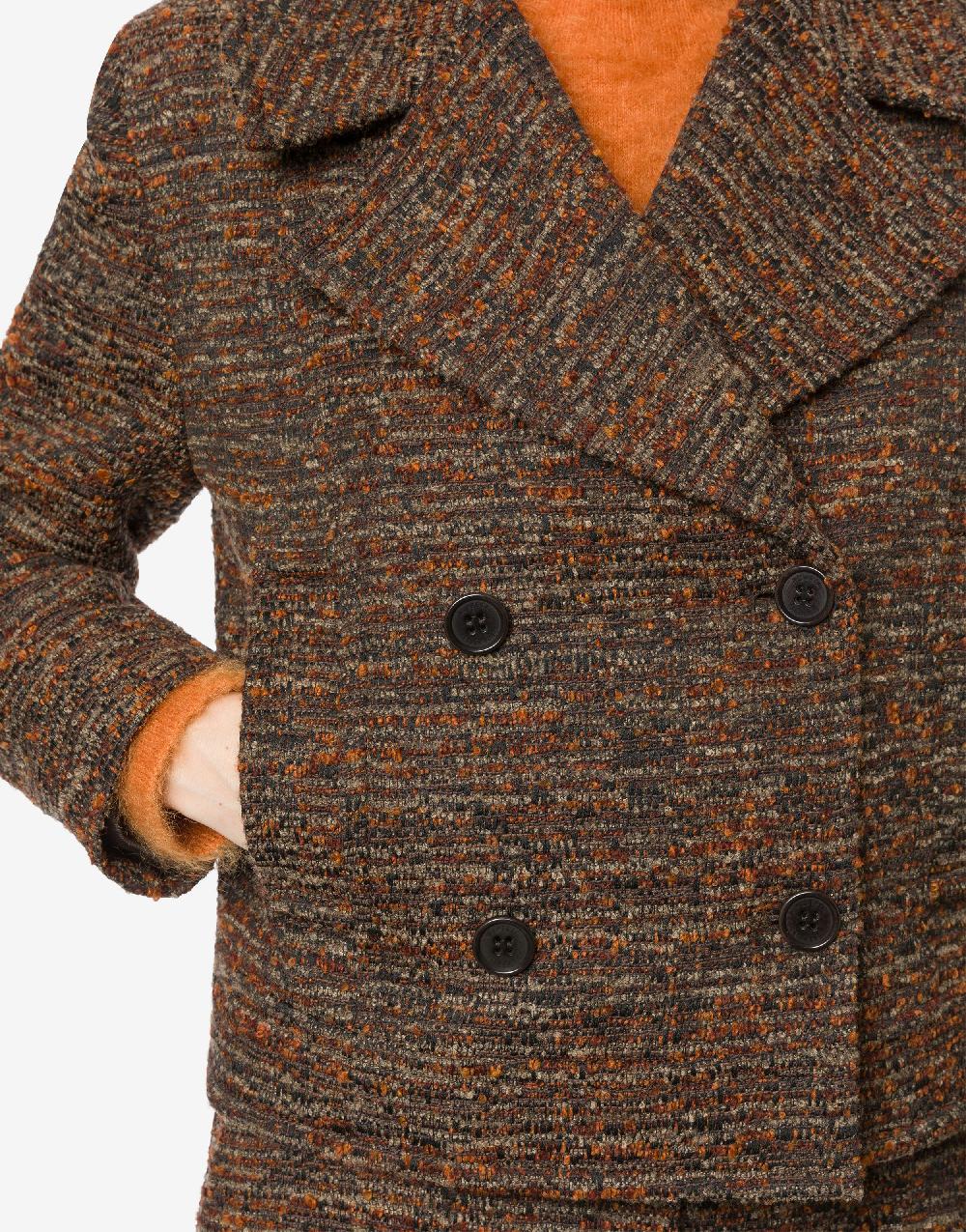 Alberta Ferretti Cappotto corto in tweed bottonato Nuovo