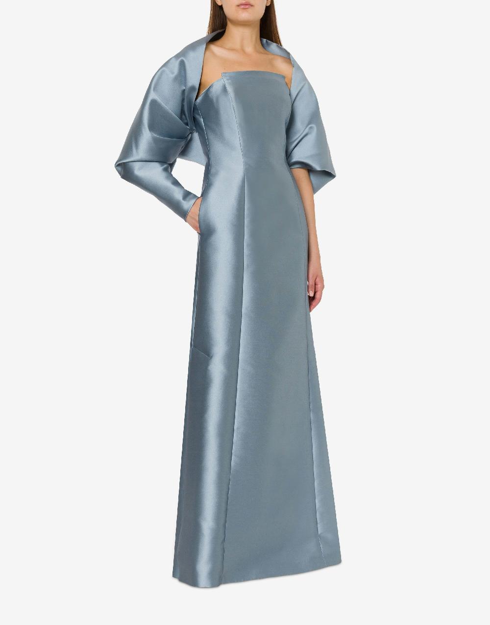 Alberta Ferretti Abito lungo in mikado con coprispalle Novità