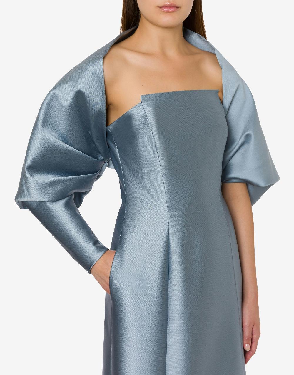 Alberta Ferretti Abito lungo in mikado con coprispalle Novità