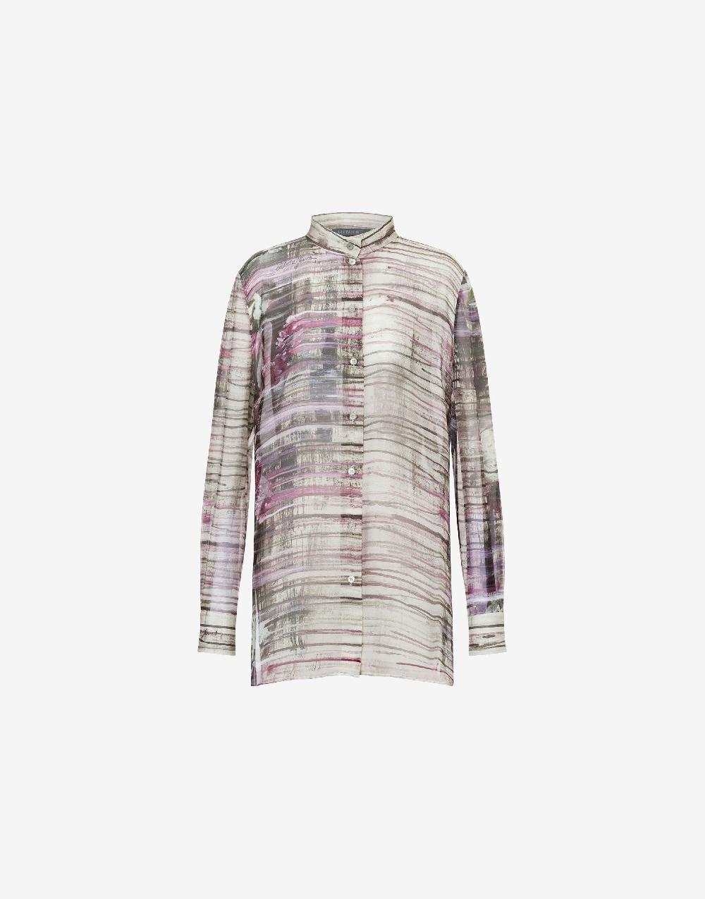 Alberta Ferretti Camicia in chiffon con stampa Dripping Roses Presa