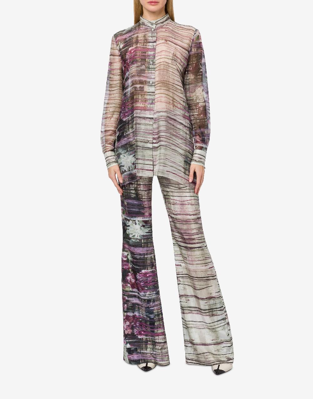 Alberta Ferretti Camicia in chiffon con stampa Dripping Roses Presa