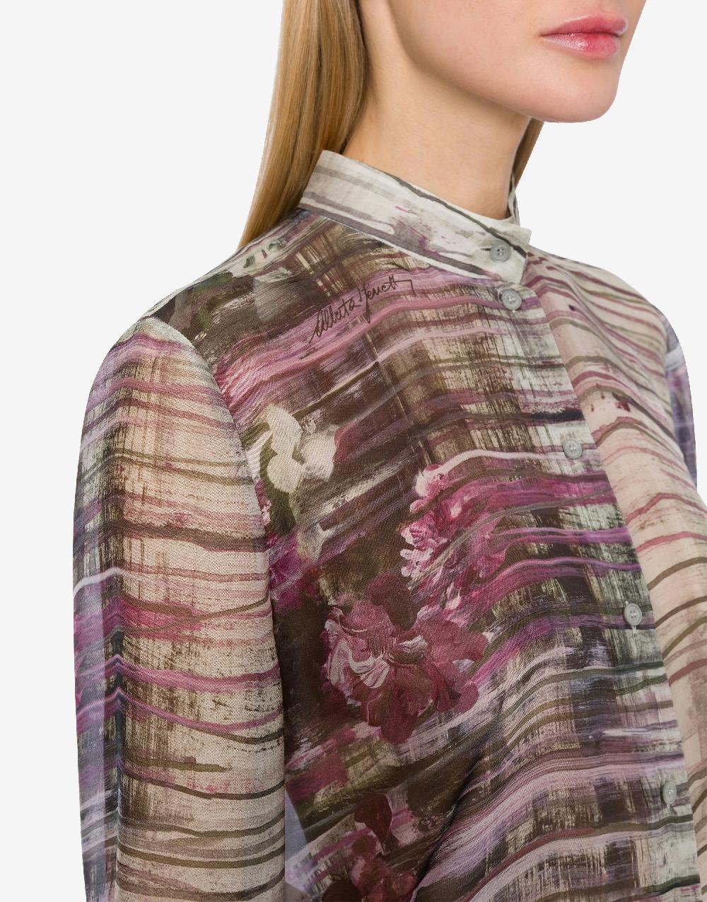 Alberta Ferretti Camicia in chiffon con stampa Dripping Roses Presa