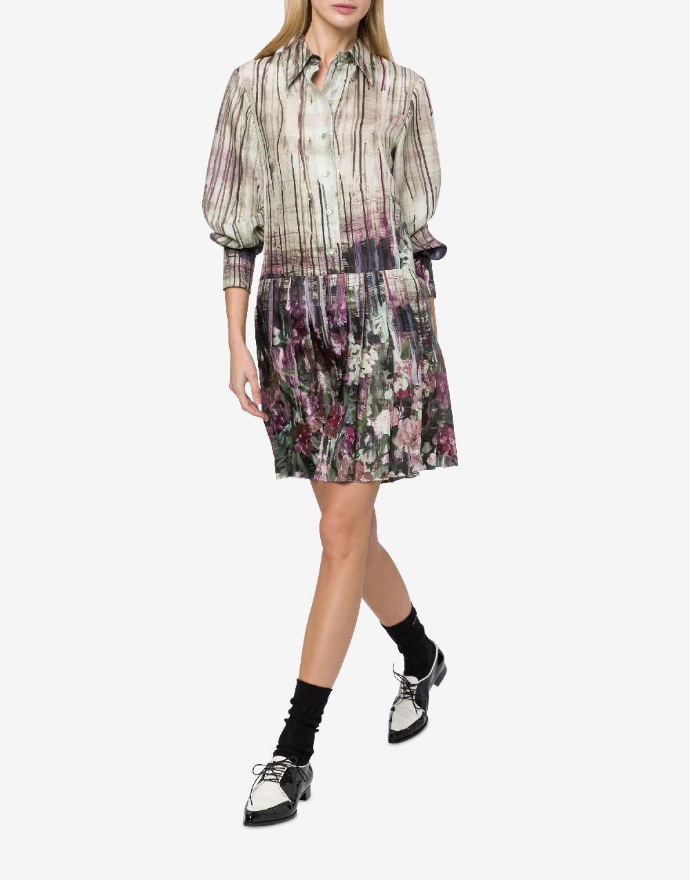Alberta Ferretti Abito in habotai con stampa Dripping Roses Offerta