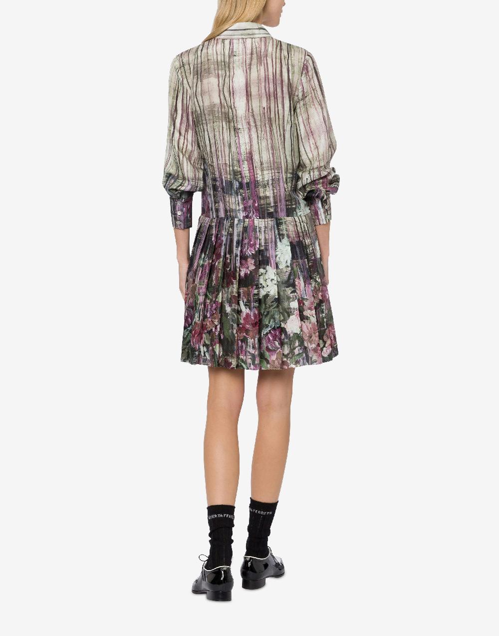 Alberta Ferretti Abito in habotai con stampa Dripping Roses Offerta