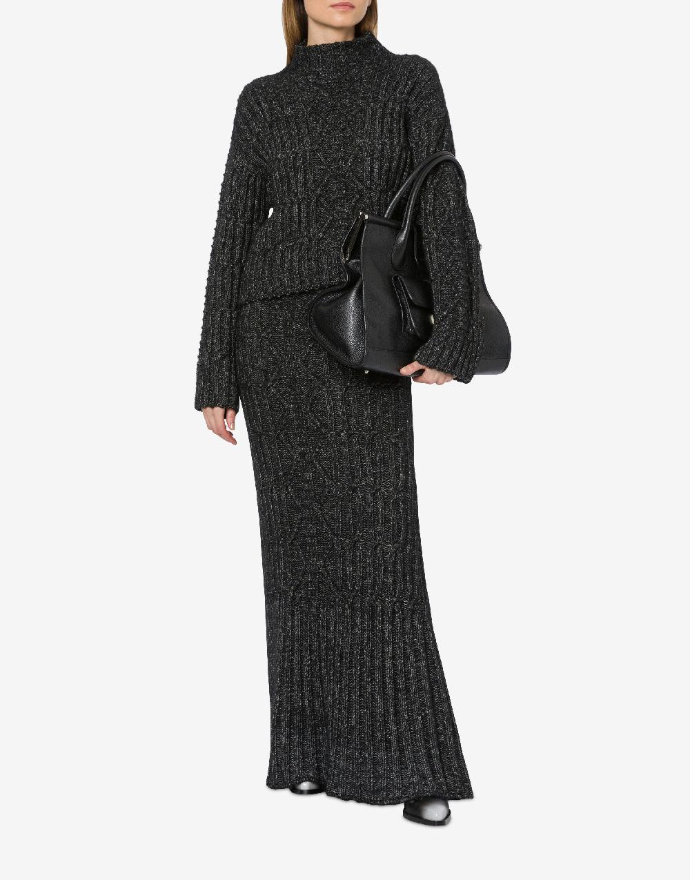 Alberta Ferretti Gonna lunga in fettuccia di lana cotone Online