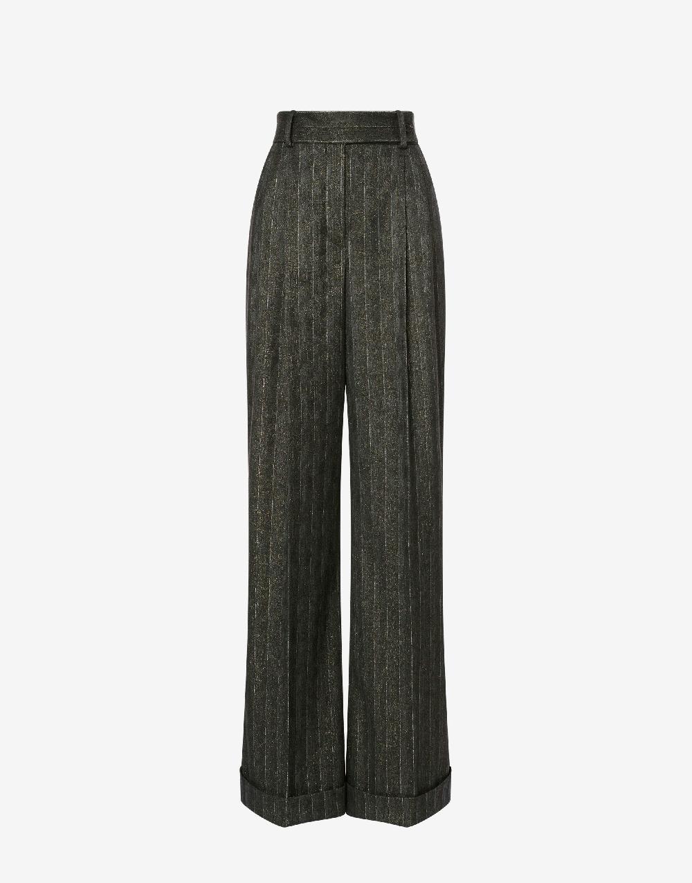 Alberta Ferretti Pantalone in gessato lurex In Vendita