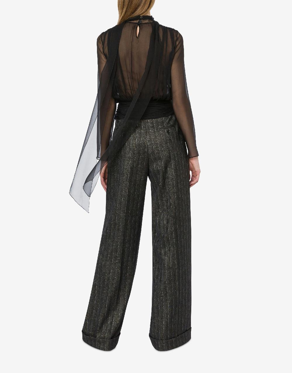 Alberta Ferretti Pantalone in gessato lurex In Vendita