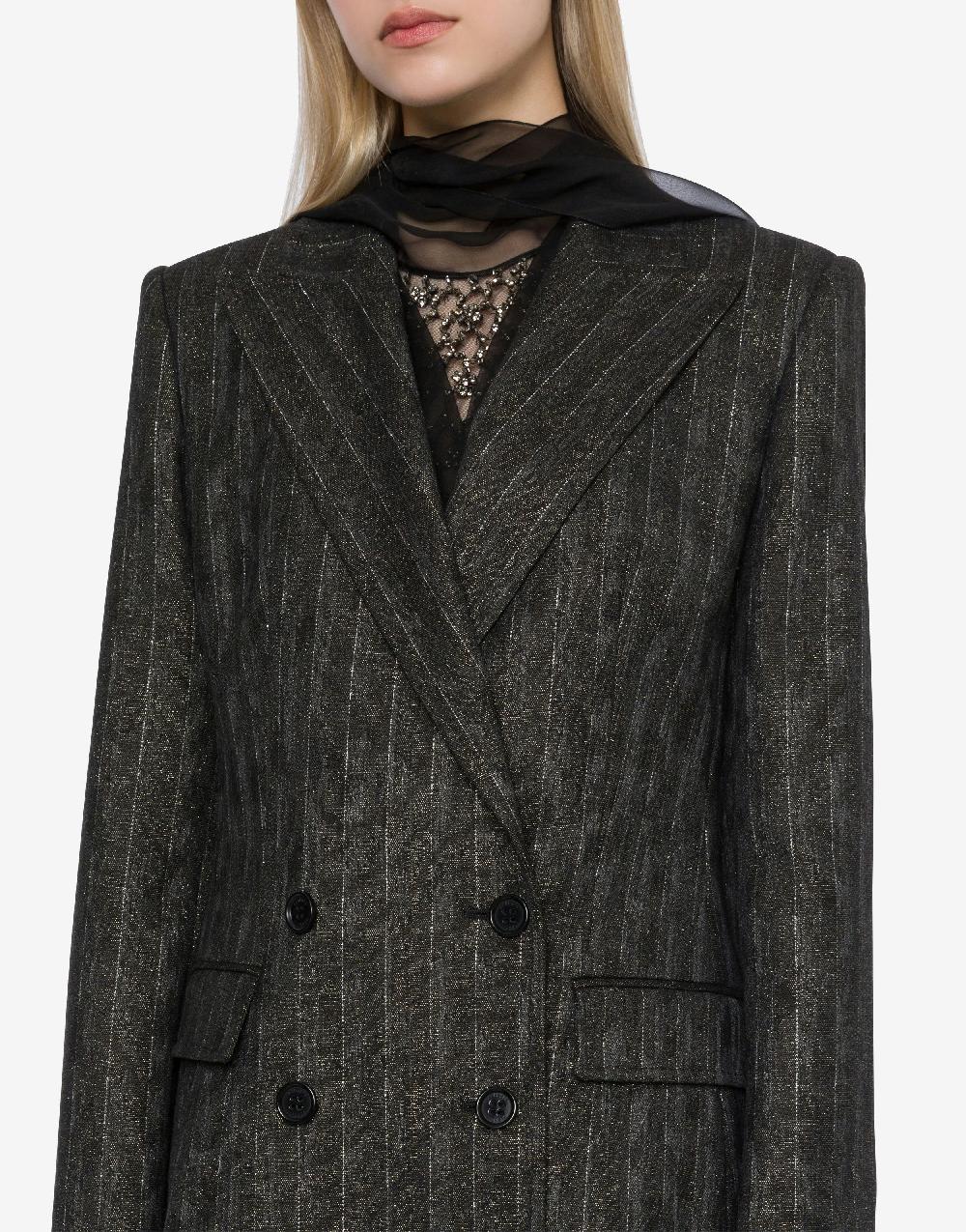 Alberta Ferretti Giacca doppiopetto in gessato lurex Hotsell