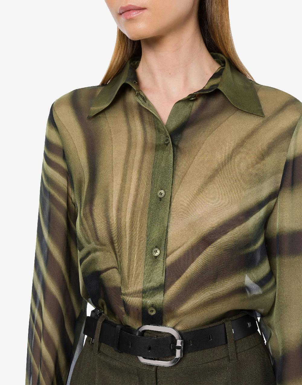 Alberta Ferretti Camicia in chiffon con stampa Drappeggio Vendita Calda