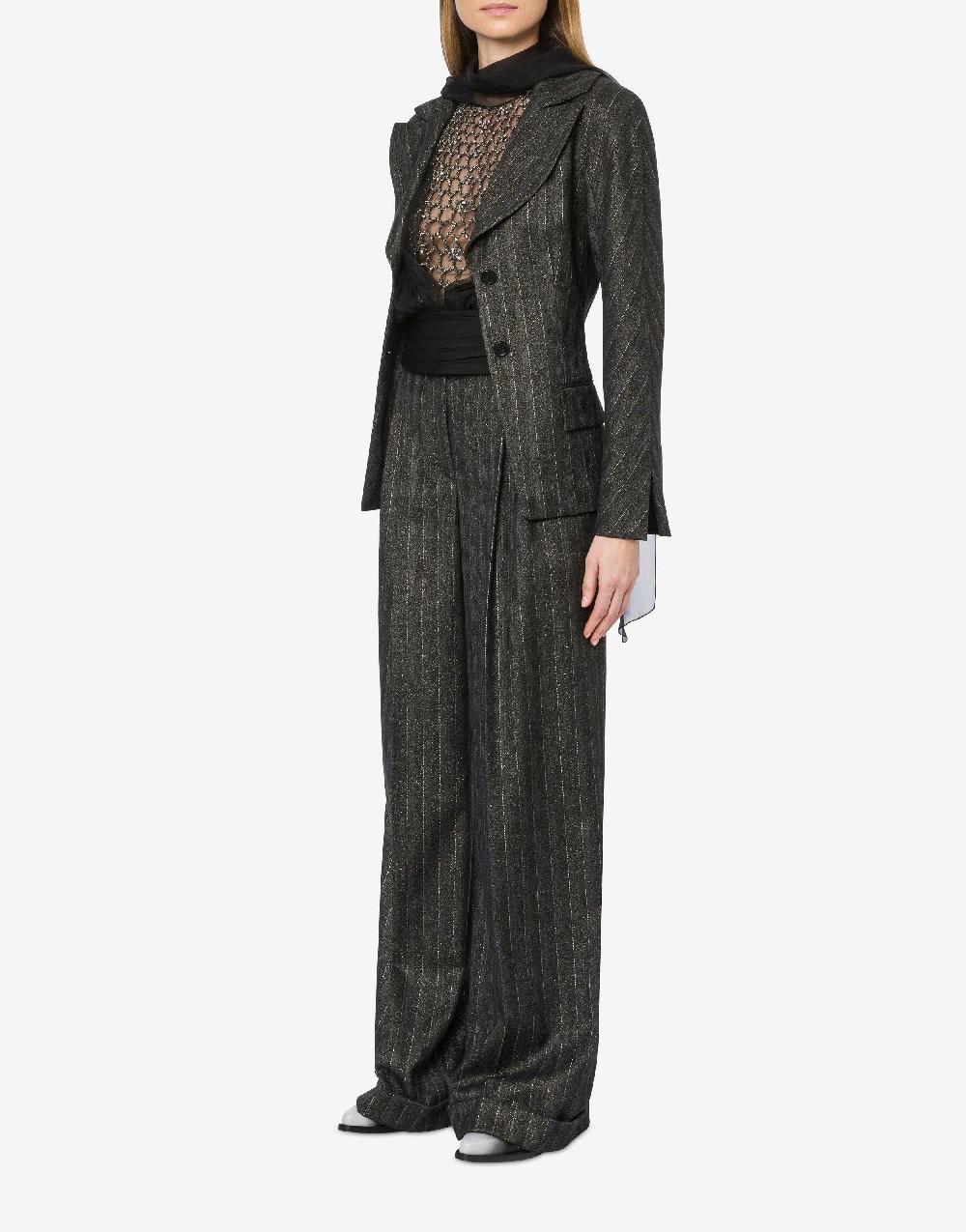 Alberta Ferretti Giacca in gessato lurex Saldi Di Fabbrica