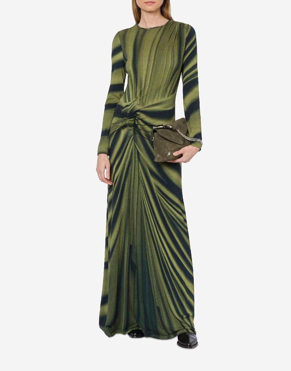 Alberta Ferretti Abito lungo in jersey con stampa drappeggio Vendite Flash