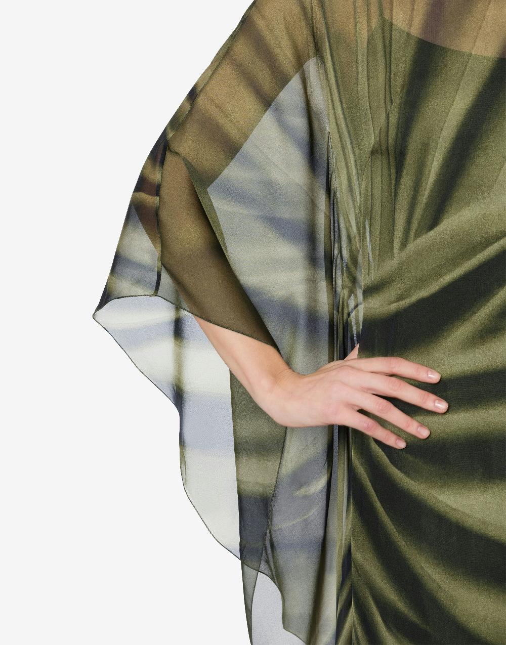 Alberta Ferretti Abito lungo in chiffon con stampa drappeggio Nuova
