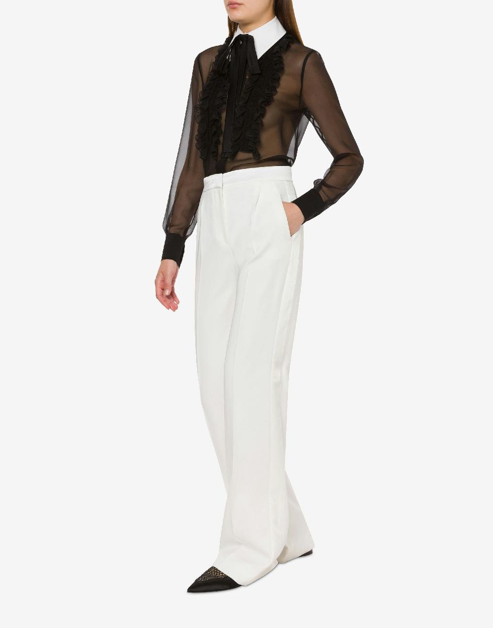 Alberta Ferretti Pantalone in cady stretch con dettagli in raso Vendita