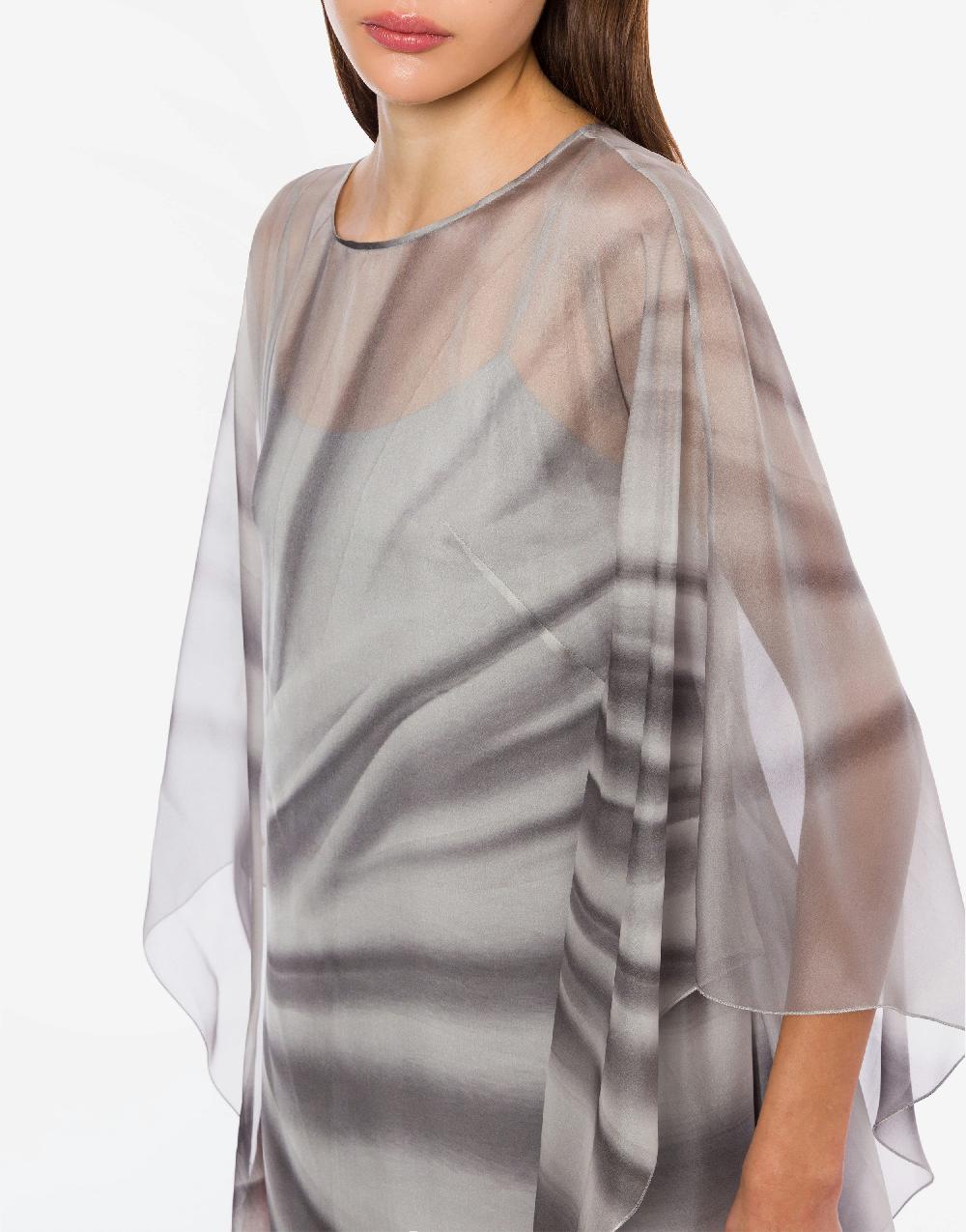 Alberta Ferretti Abito lungo in chiffon con stampa drappeggio Pezzi Unici