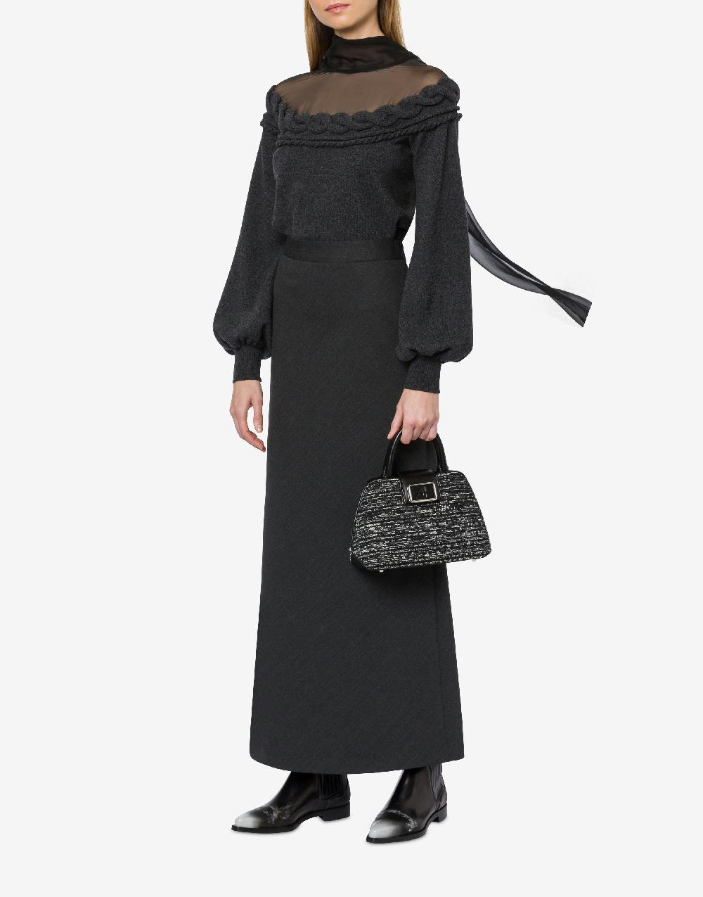 Alberta Ferretti Gonna lunga in twill di lana stretch Qualità Garantita
